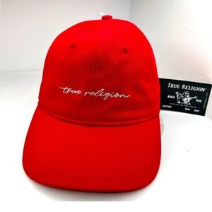 NWT True Religion Hat red silver one size